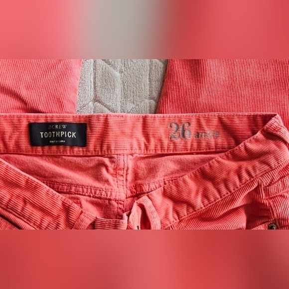 J Crew Toothpick Corduroy 26 Ankle Coral Colored - Picture 5 of 8